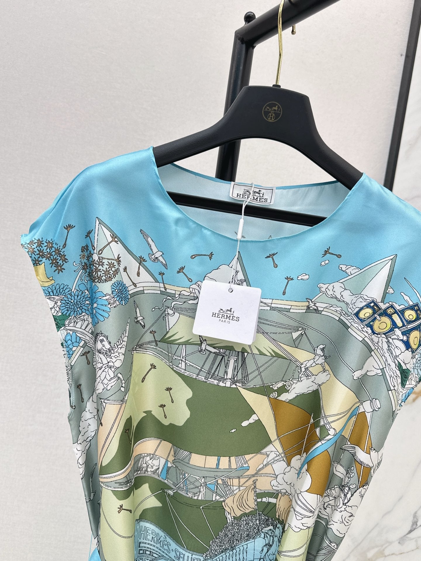 He 25ss print silk dress