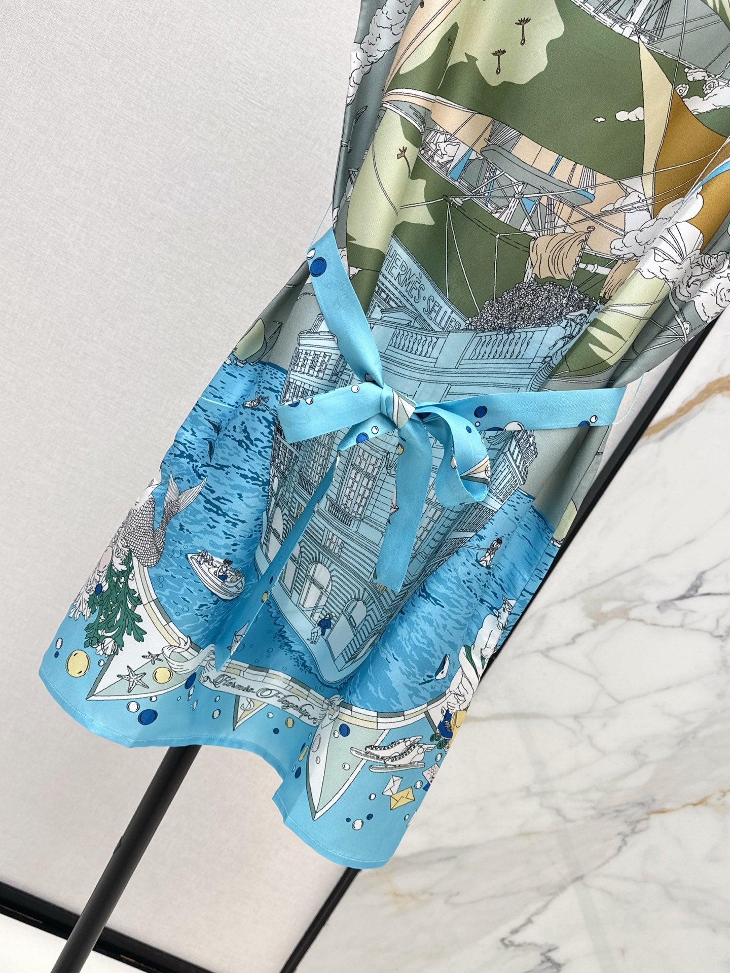 He 25ss print silk dress