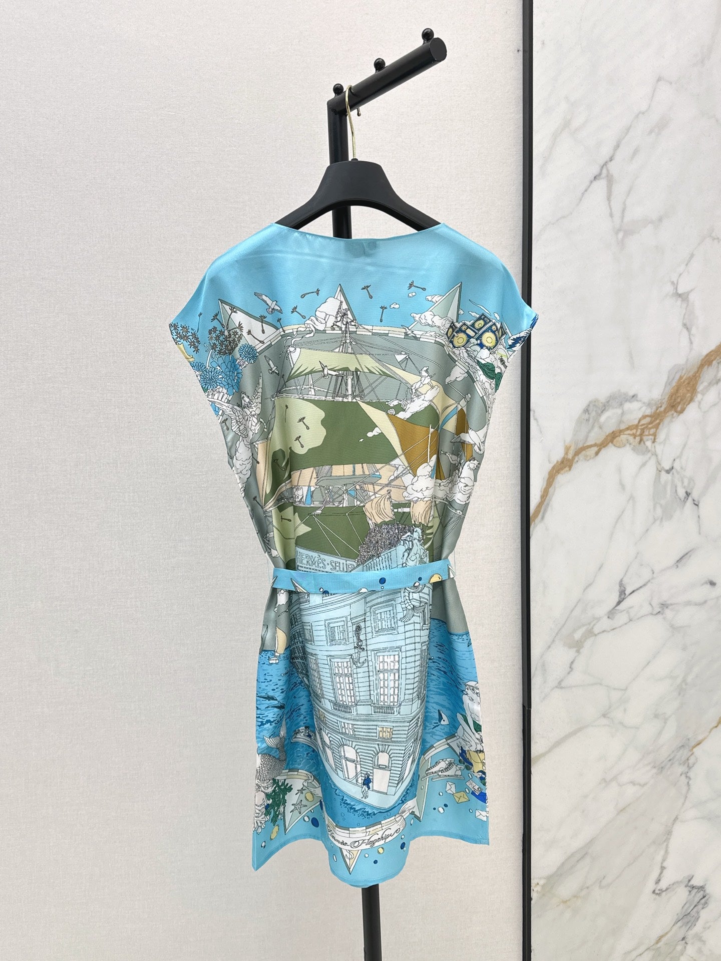 He 25ss print silk dress