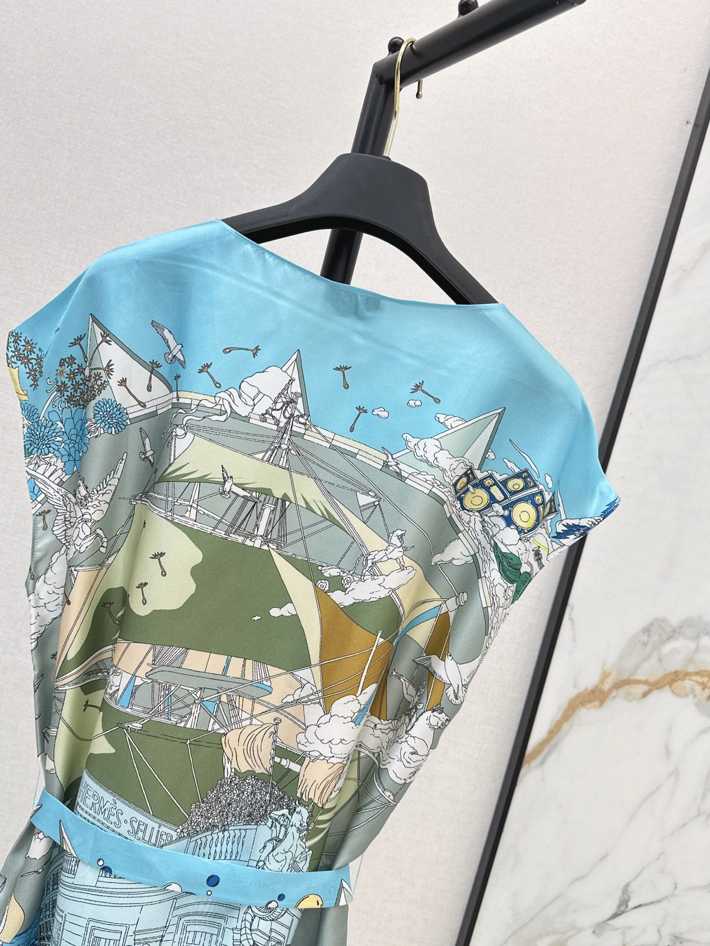 He 25ss print silk dress