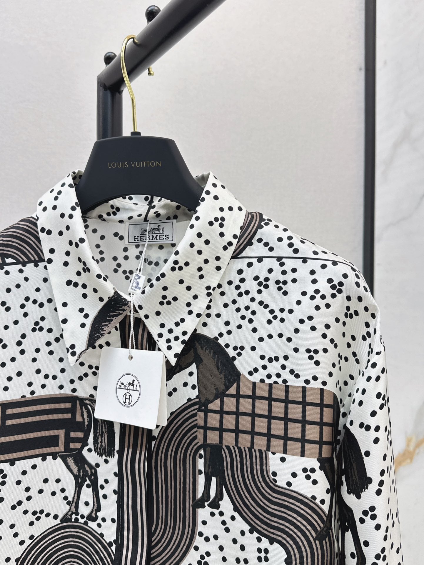 He 25ss print silk shirt