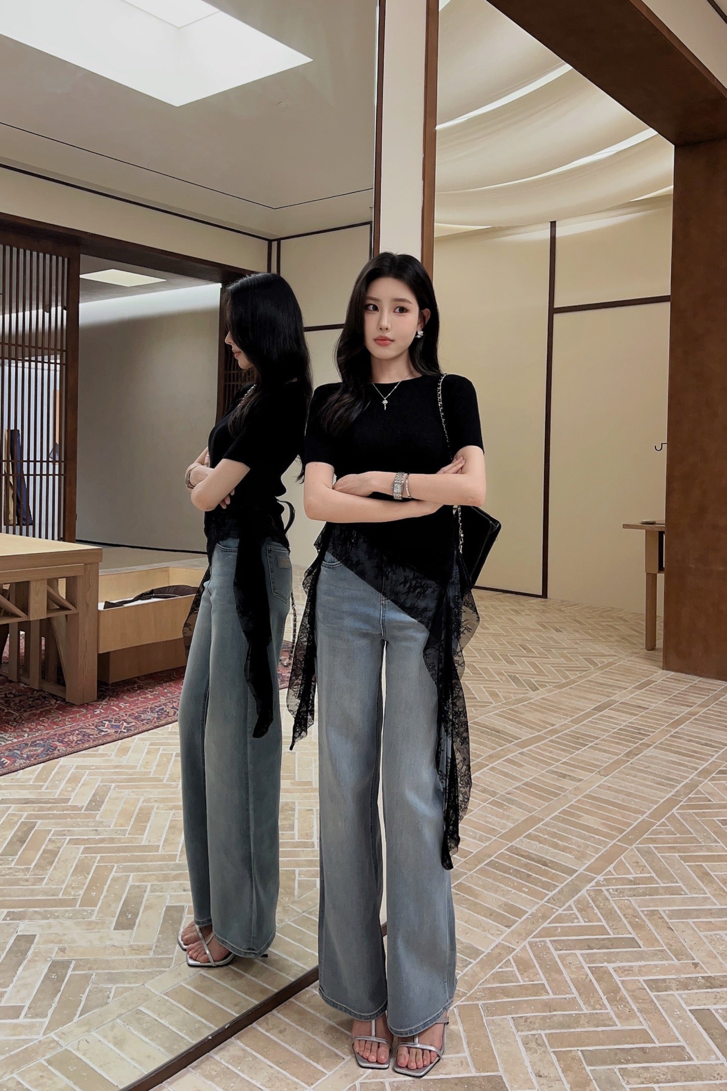M 25SS Lace knitted shirt