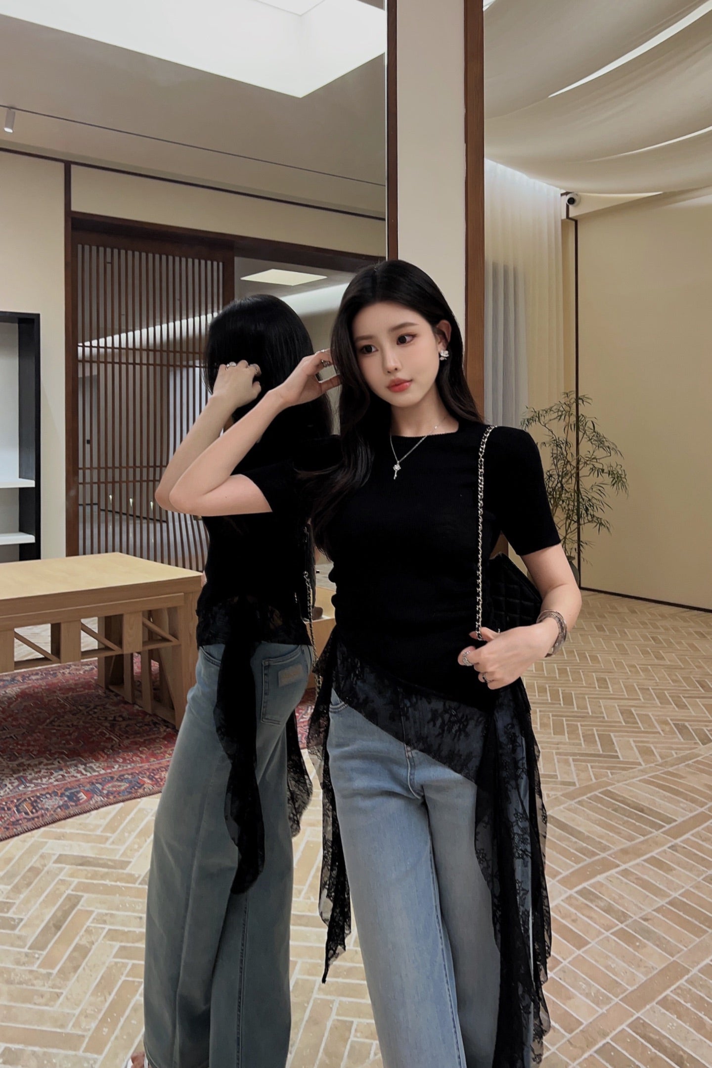 M 25SS Lace knitted shirt