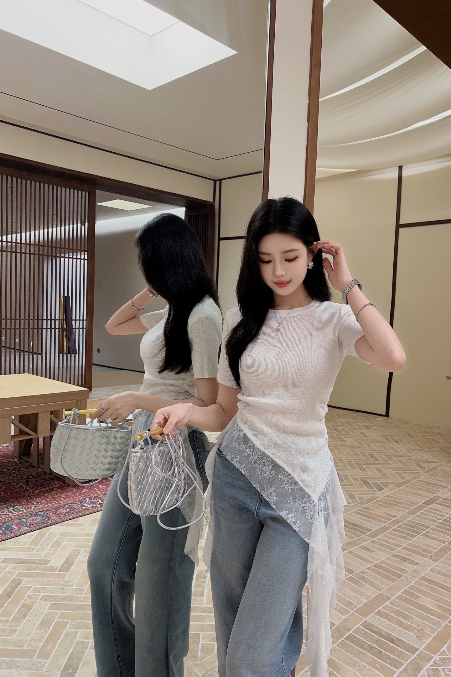 M 25SS Lace knitted shirt