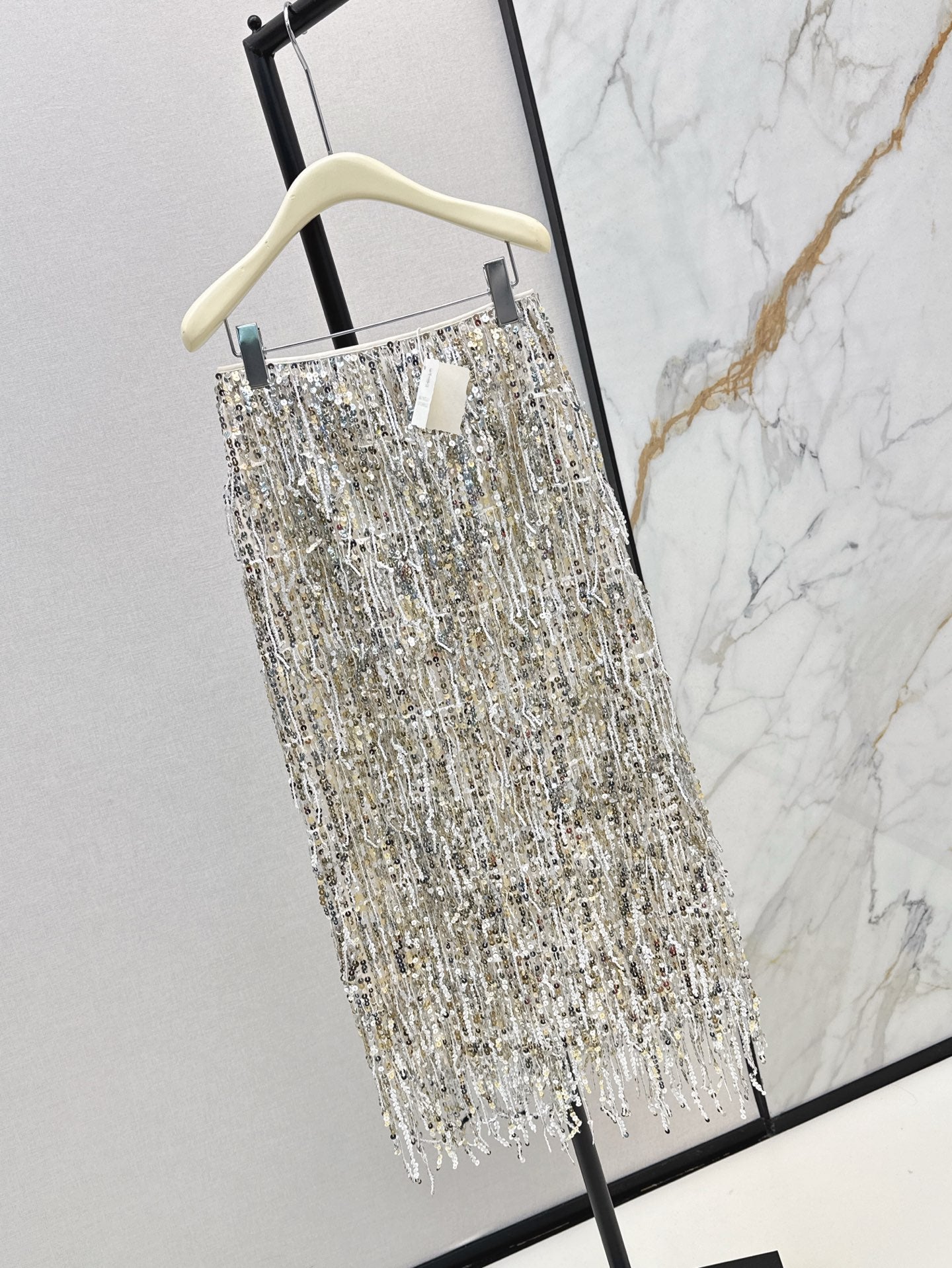 Brune 25ss Fringed sequined skirt