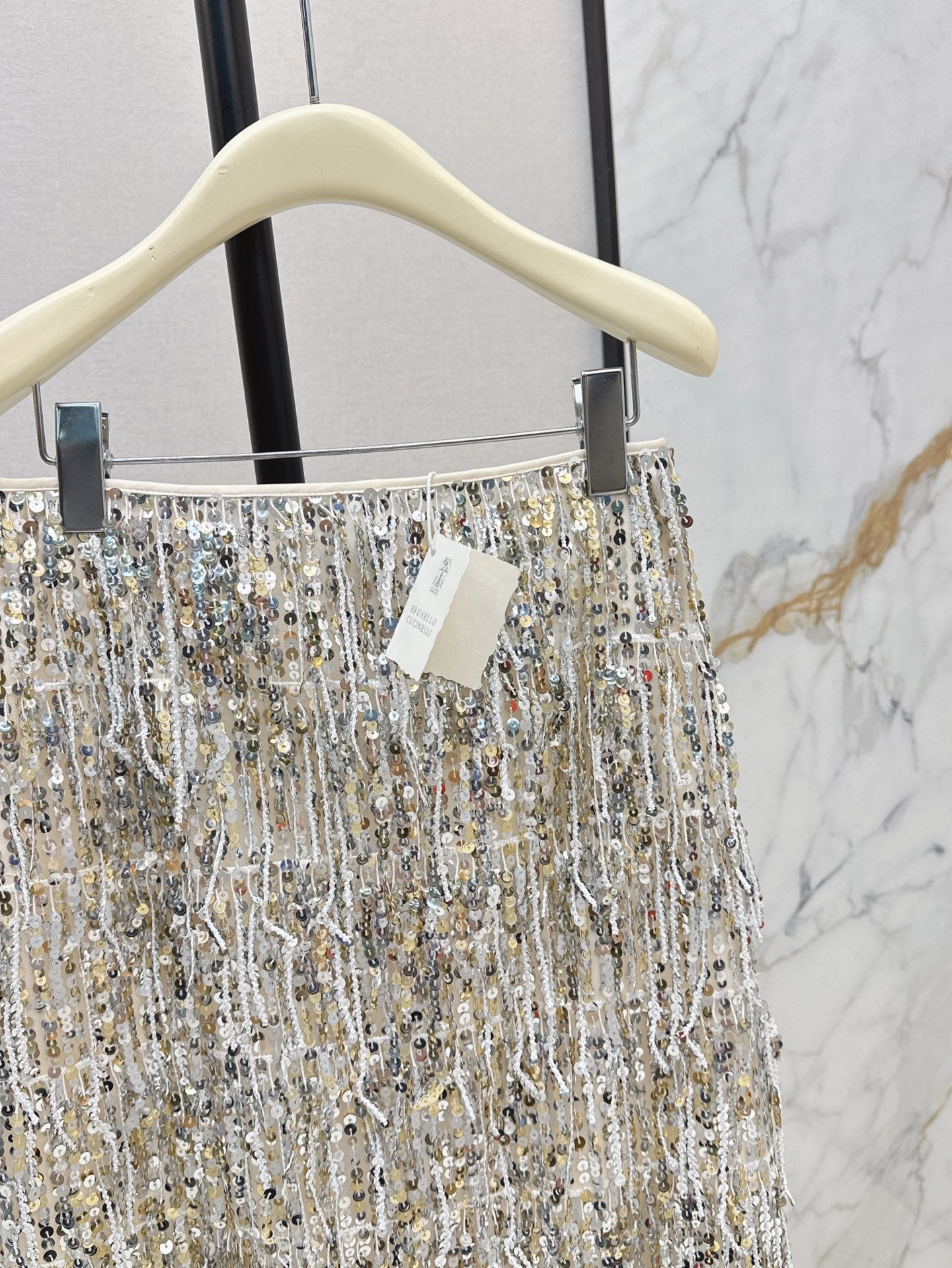Brune 25ss Fringed sequined skirt