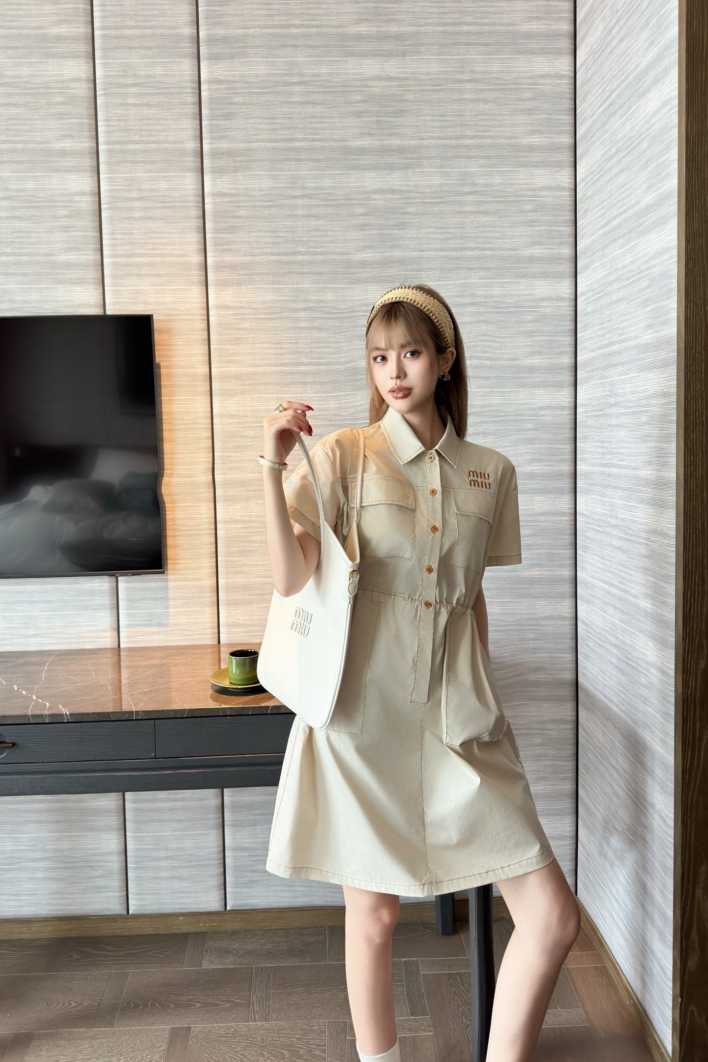 Miu 25ss drawstring dress