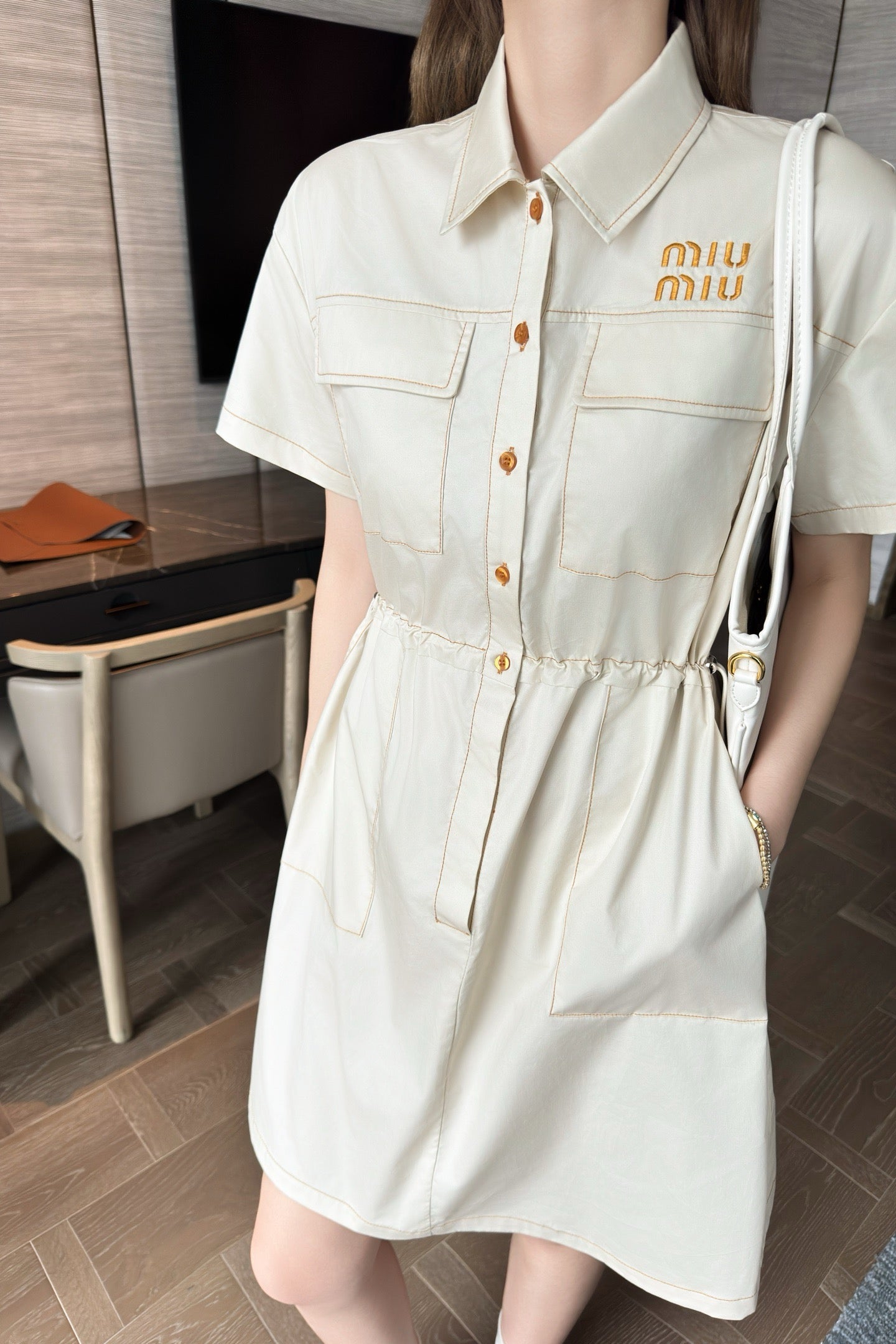 Miu 25ss drawstring dress