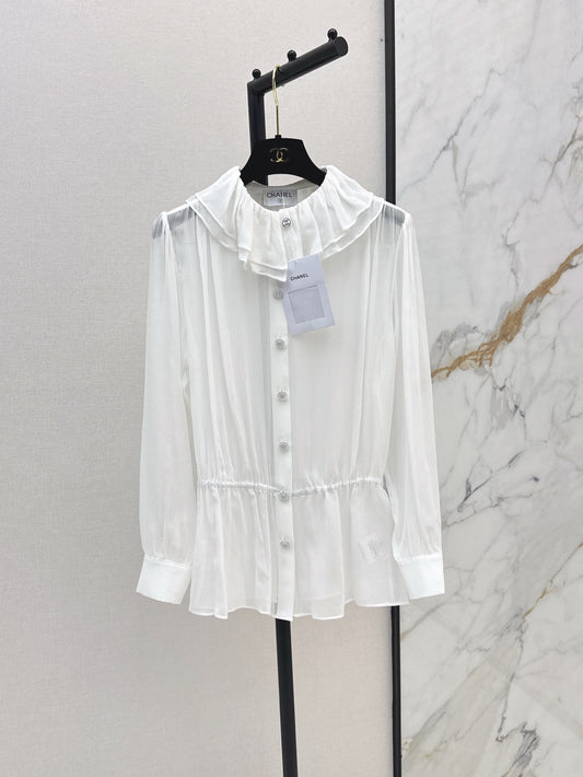 Chan 25ss ruffle Silk shirt