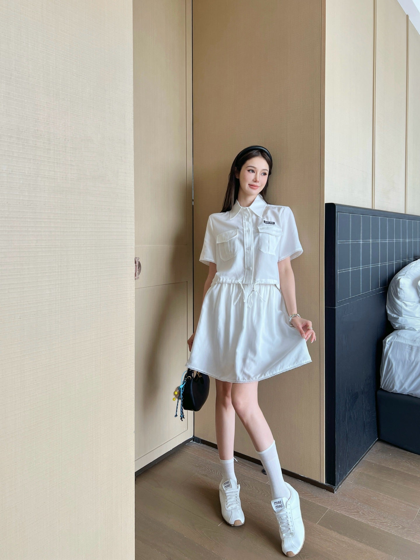 Miu 25ss crop shirt set