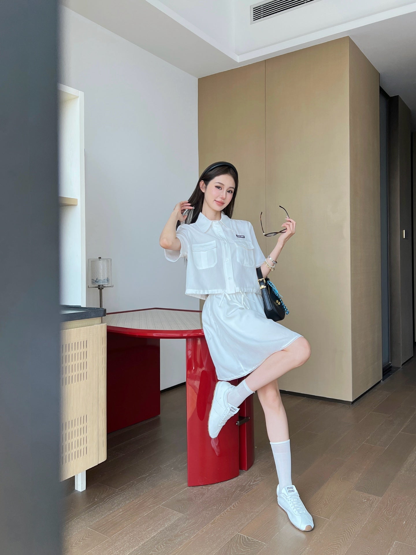 Miu 25ss crop shirt set