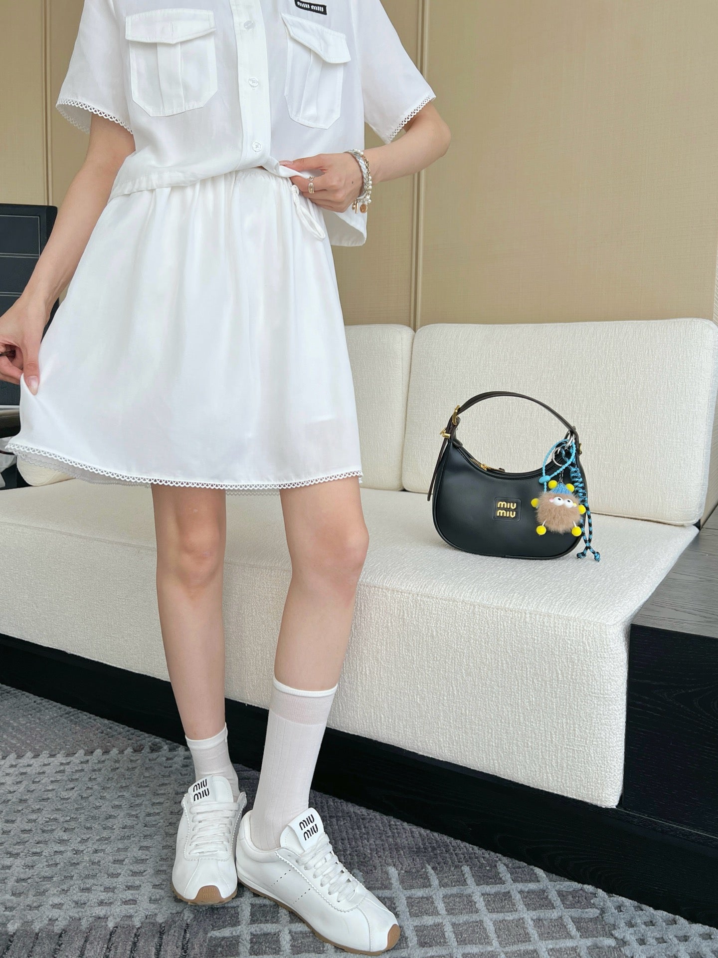 Miu 25ss crop shirt set
