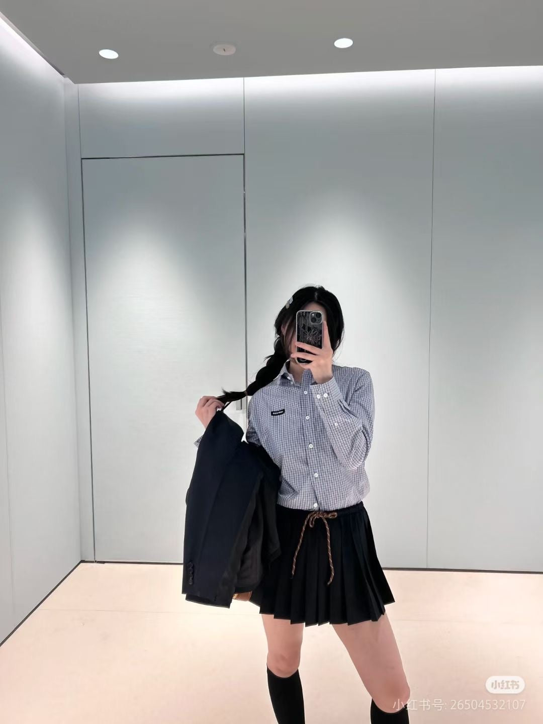 Miu 25ss plaid shirt