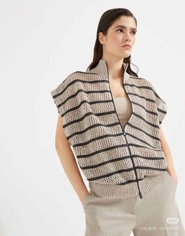Bottega 25ss Linen hollow vest