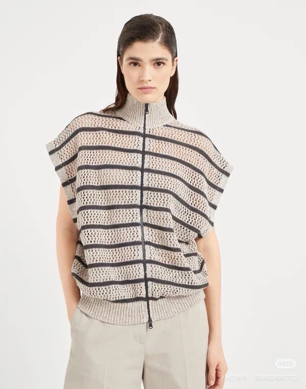 Bottega 25ss Linen hollow vest