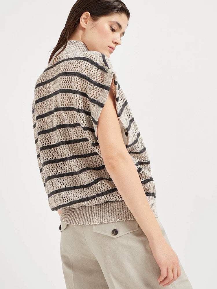 Bottega 25ss Linen hollow vest