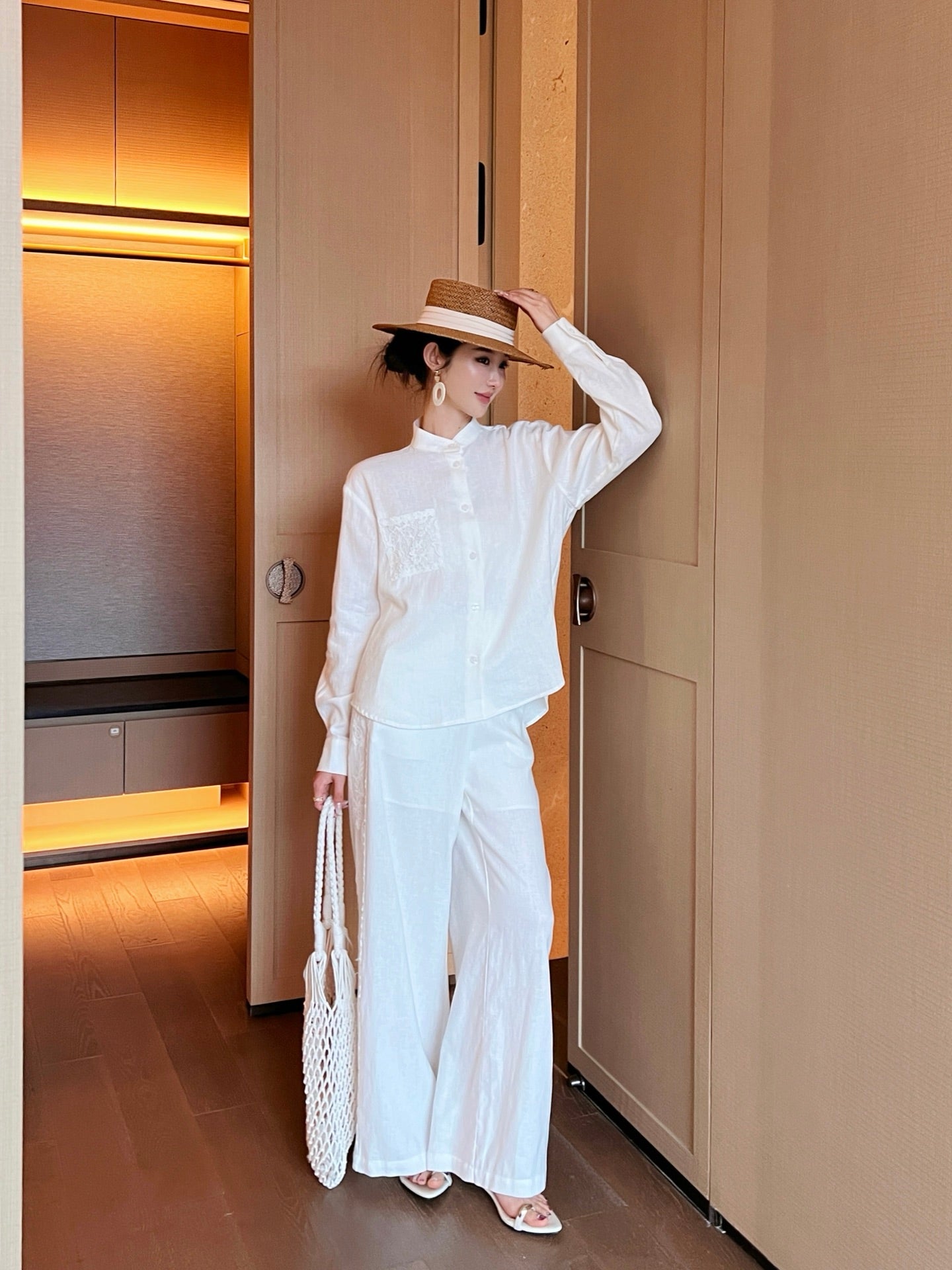 Brune 25ss lace linen shirt