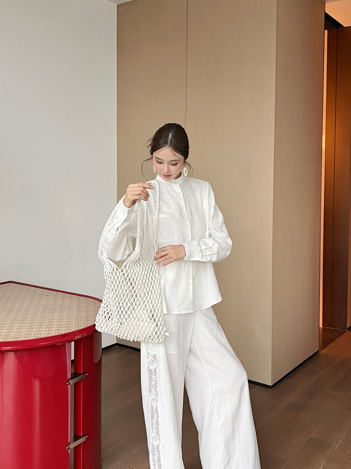 Brune 25ss lace linen shirt