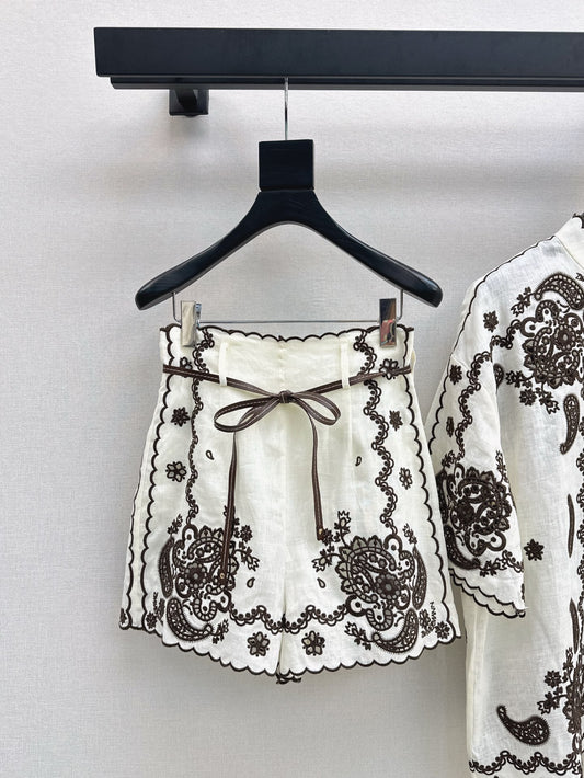 Zimm 25ss linen embroidered short