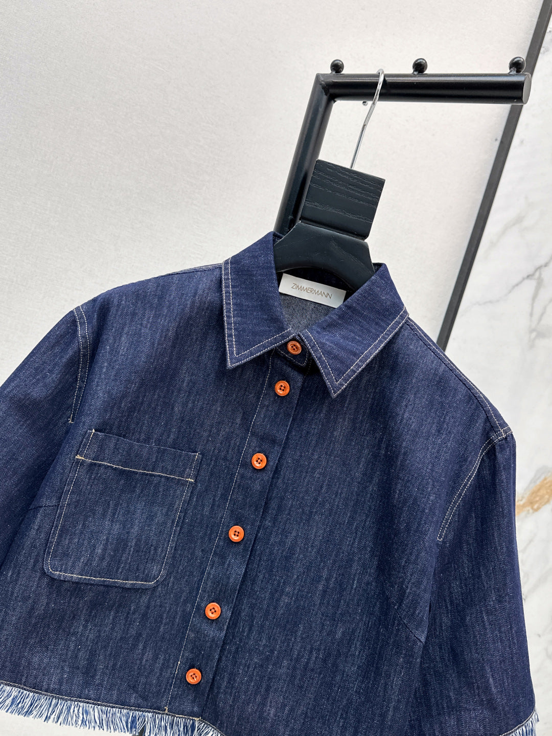 Zimm 25ss denim crop shirt