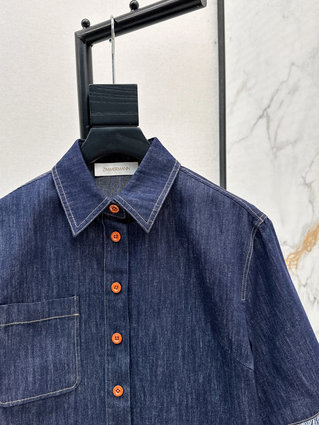 Zimm 25ss denim crop shirt
