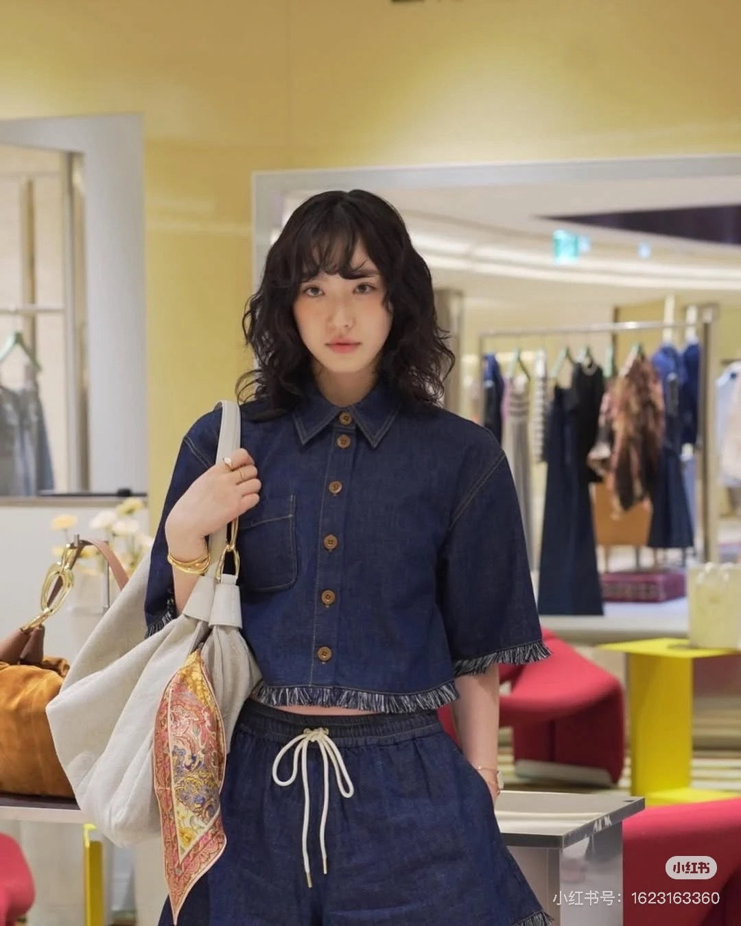 Zimm 25ss denim crop shirt