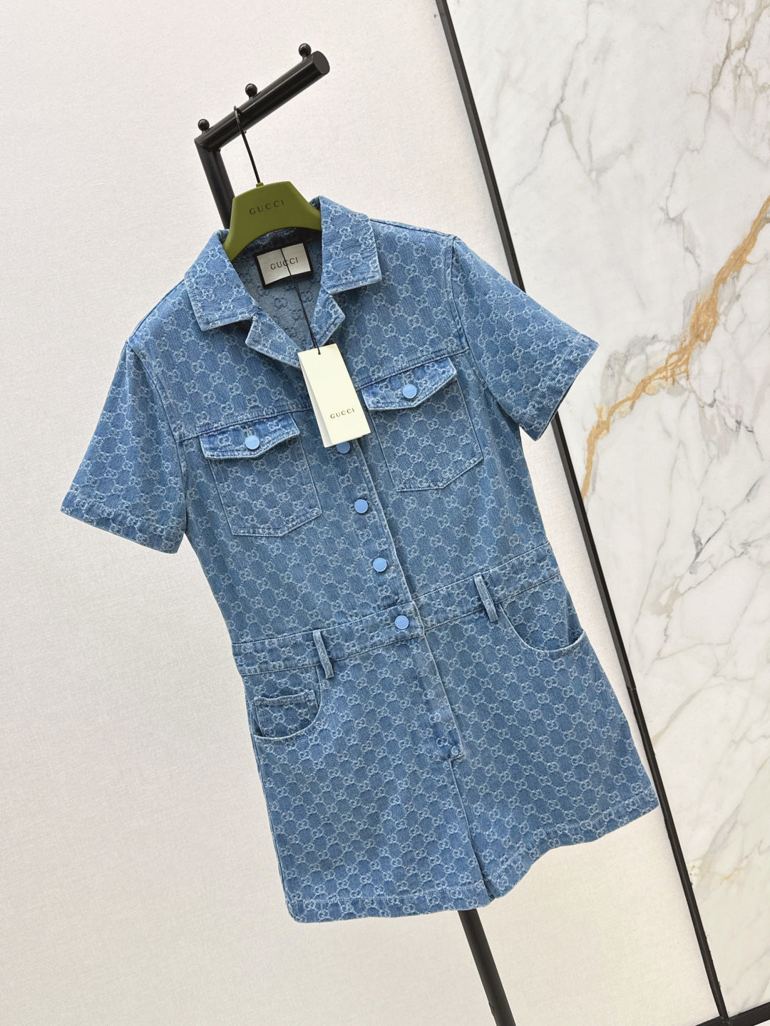 Guc 25ss jacquard denim jumpsuit