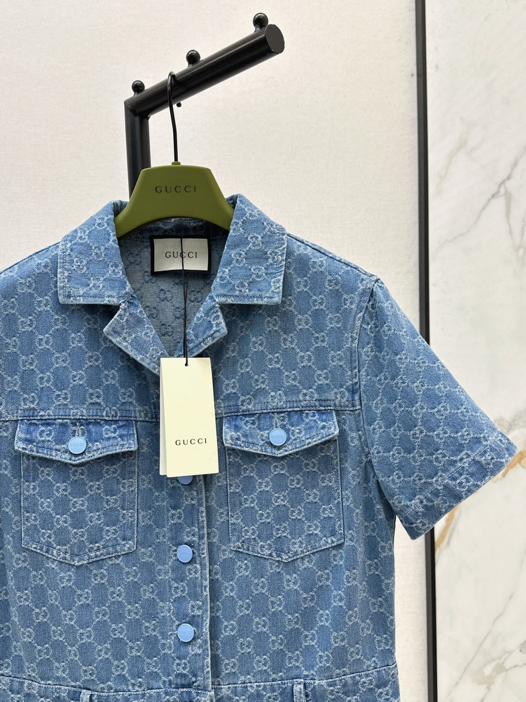 Guc 25ss jacquard denim jumpsuit