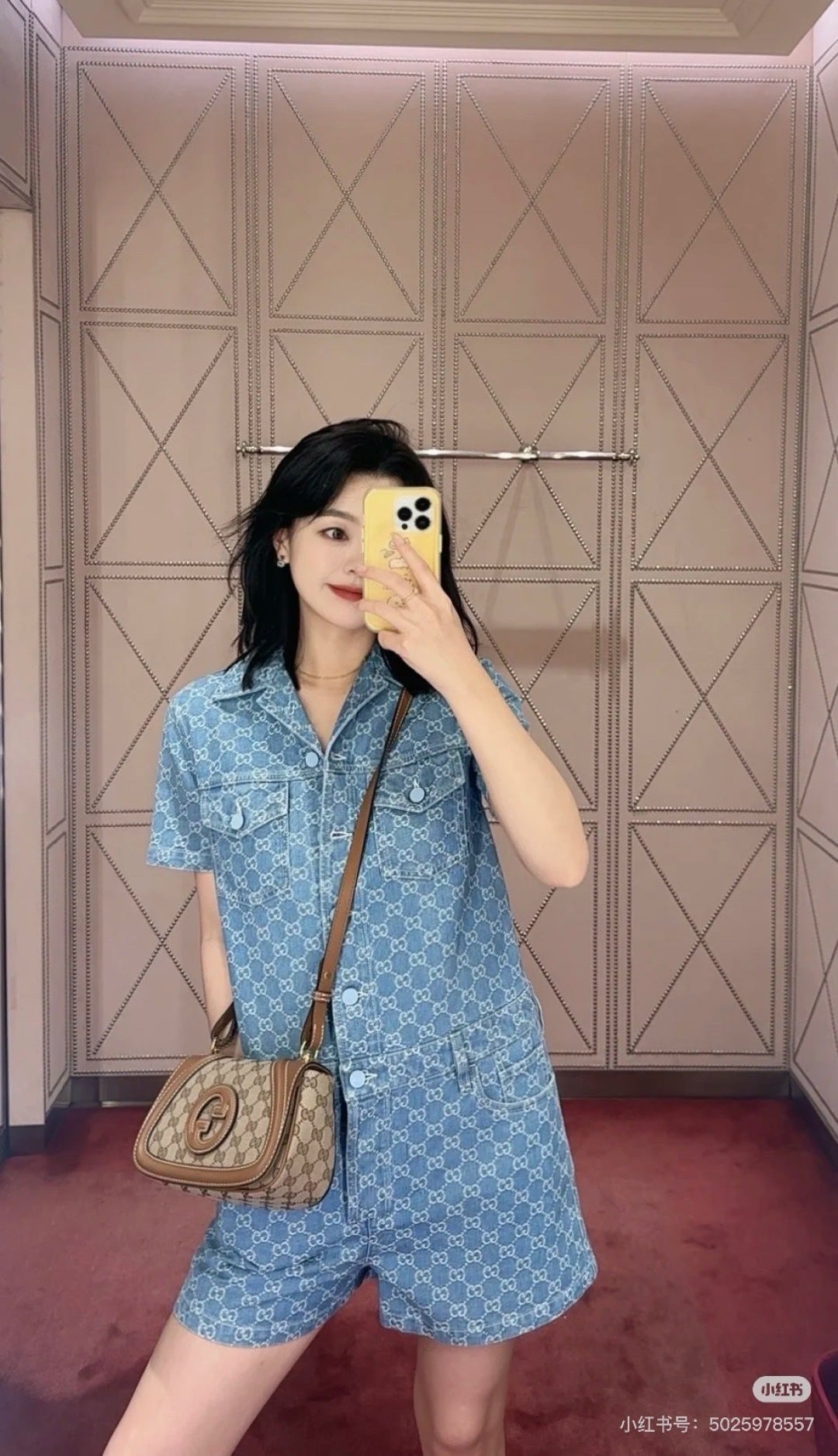 Guc 25ss jacquard denim jumpsuit