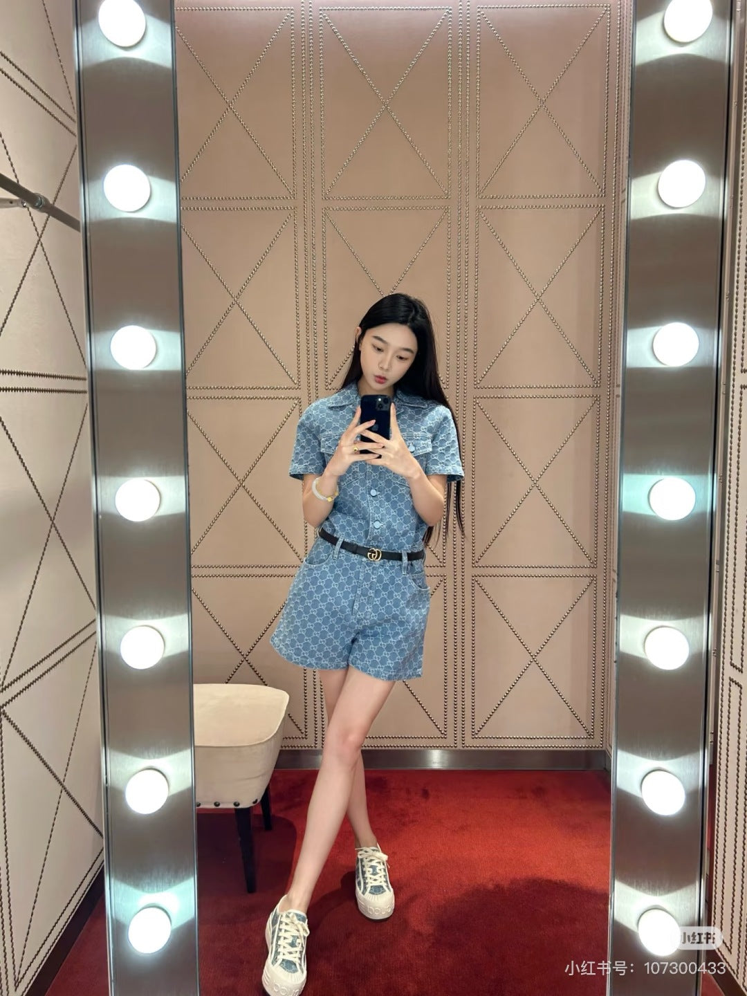 Guc 25ss jacquard denim jumpsuit