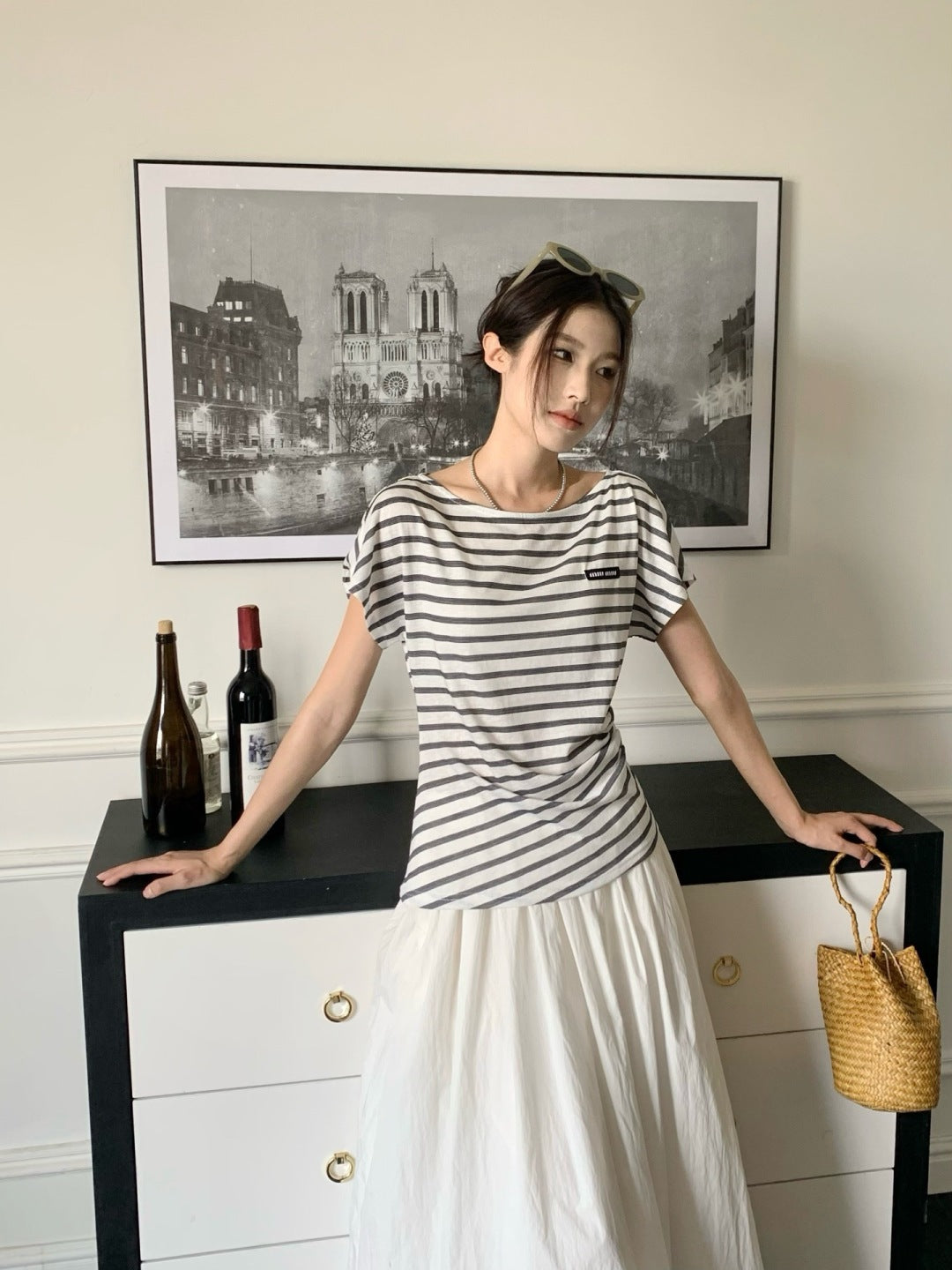 Miu 25ss off-shoulder t-shirt