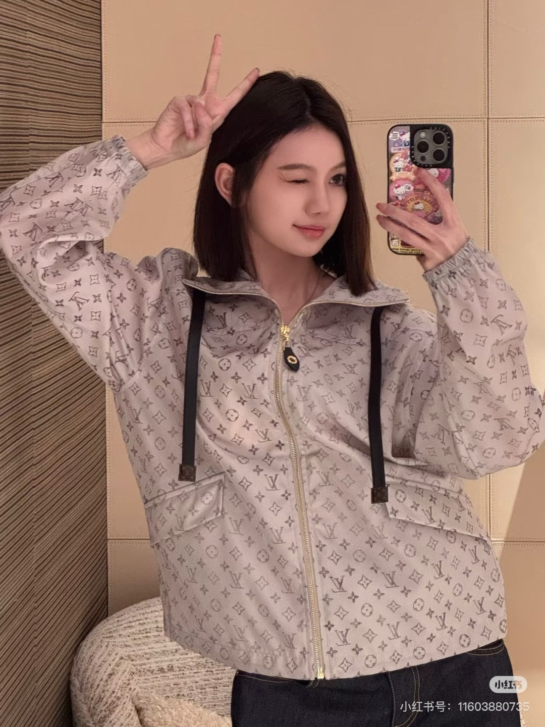 Louis 25ss print hooded jacket