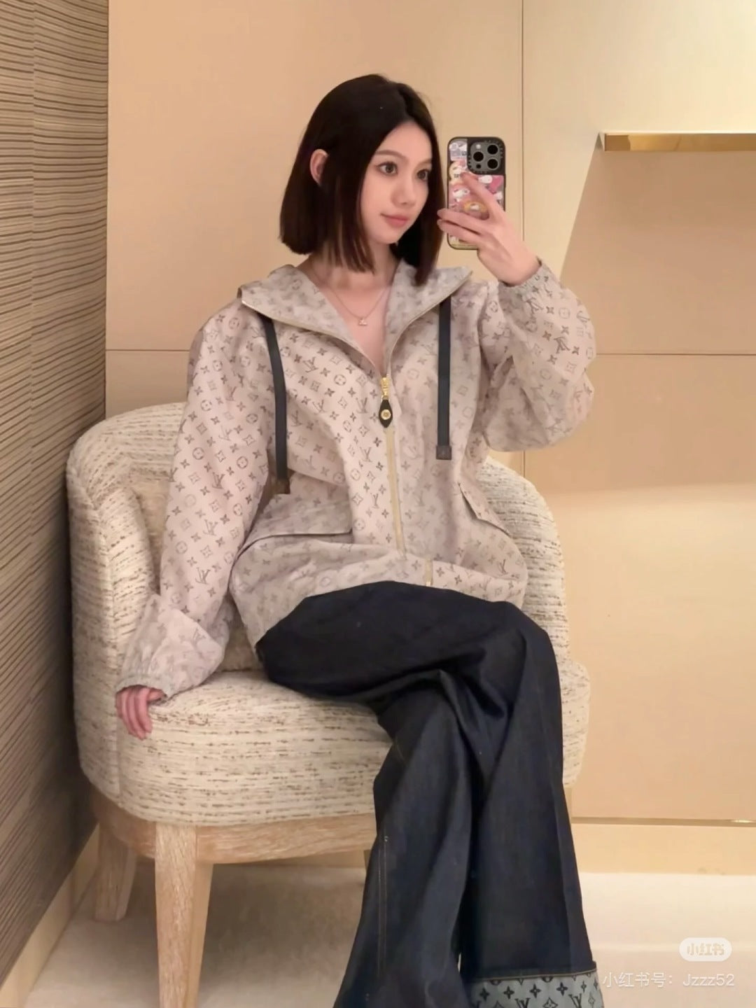 Louis 25ss print hooded jacket