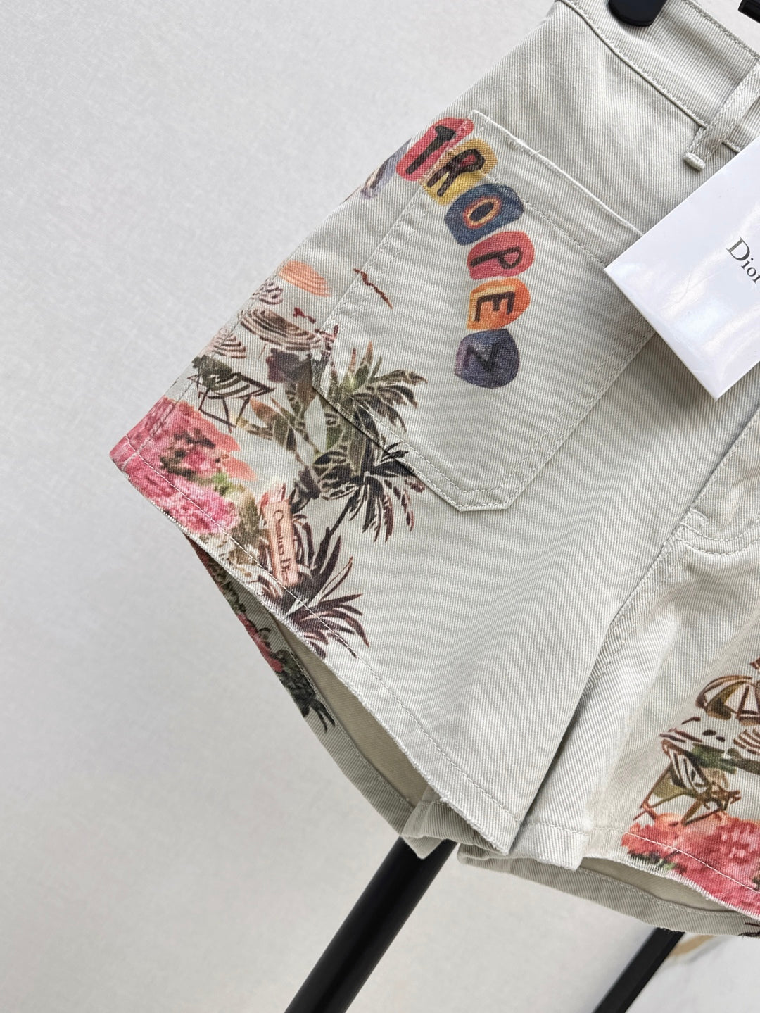 CD 25ss print denim short