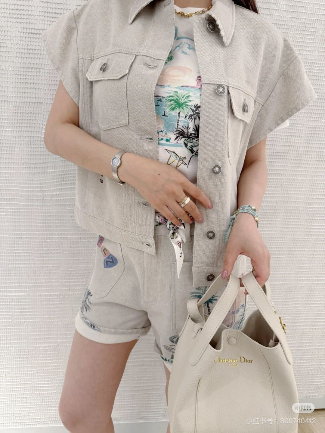 CD 25ss print denim short