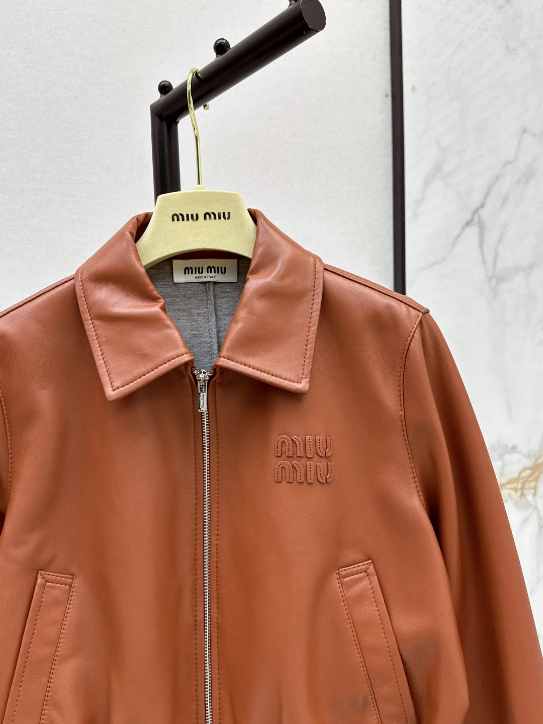 Miu 25ss leather jacket