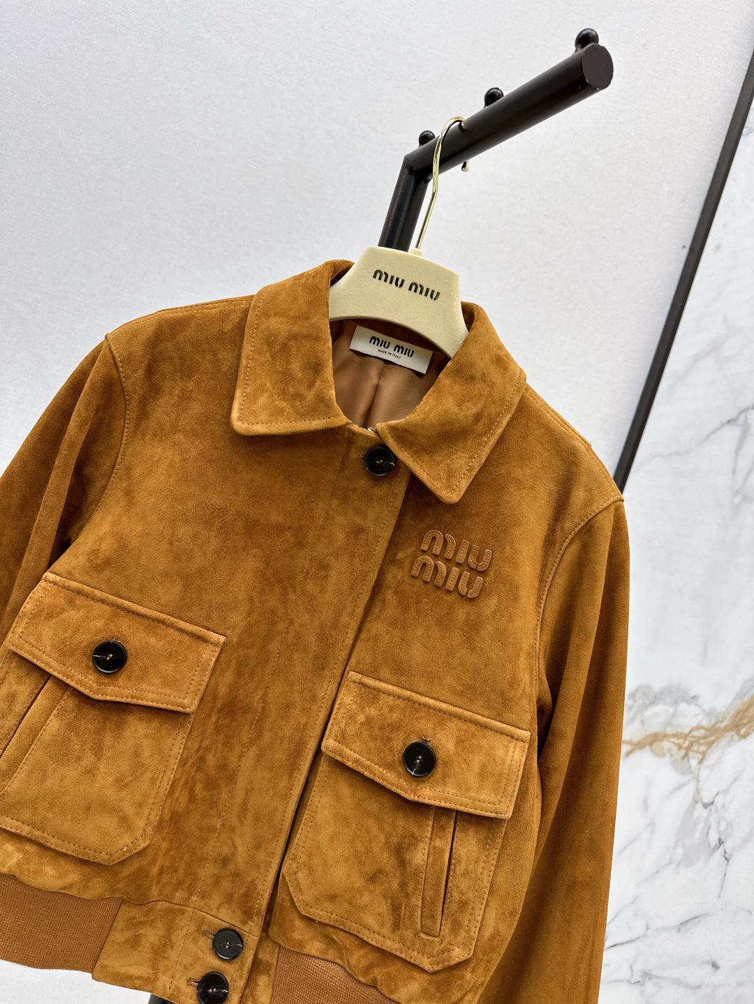 Miu 25ss crop suede jacket