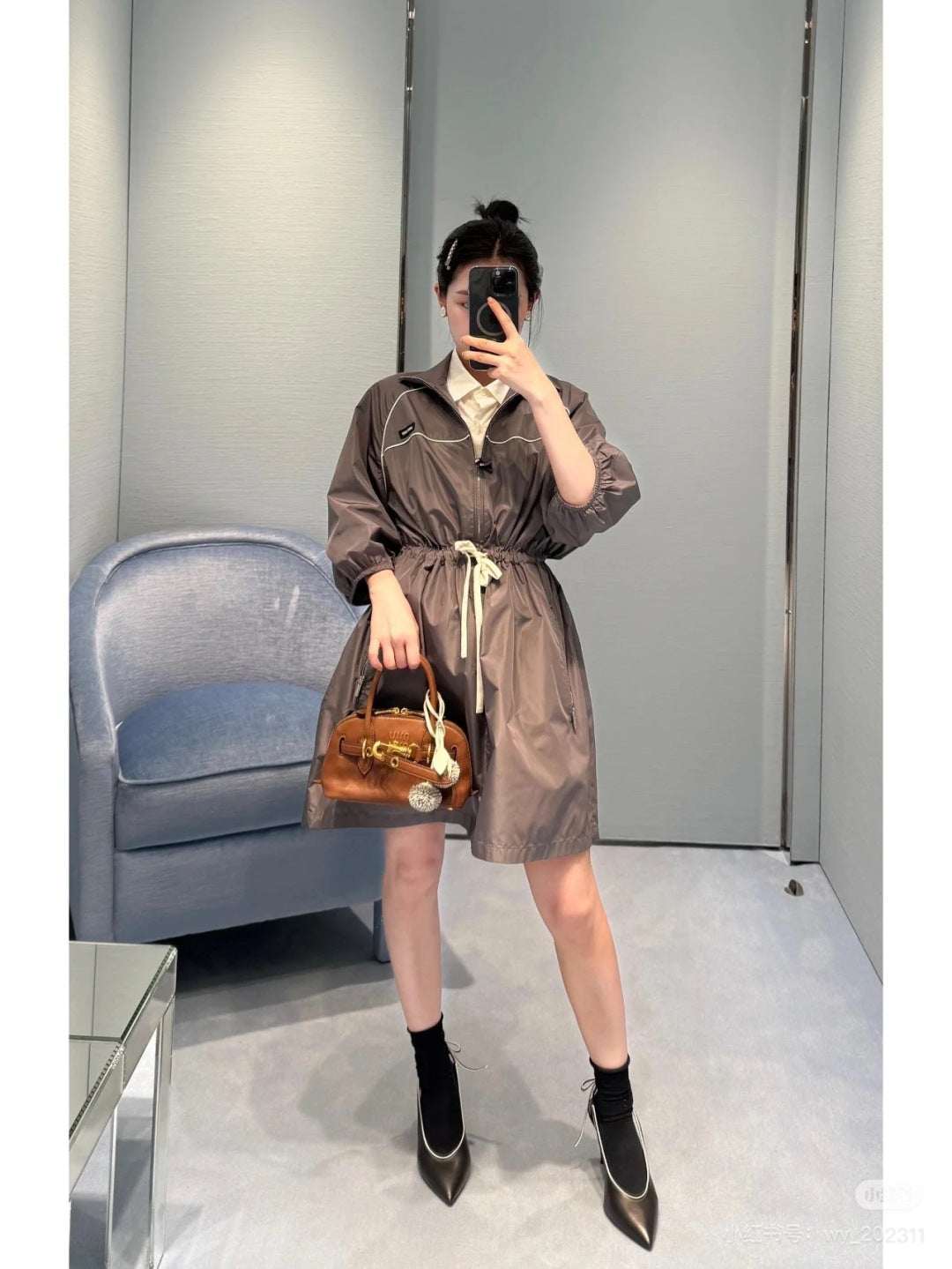 Miu 25ss drawstring dress