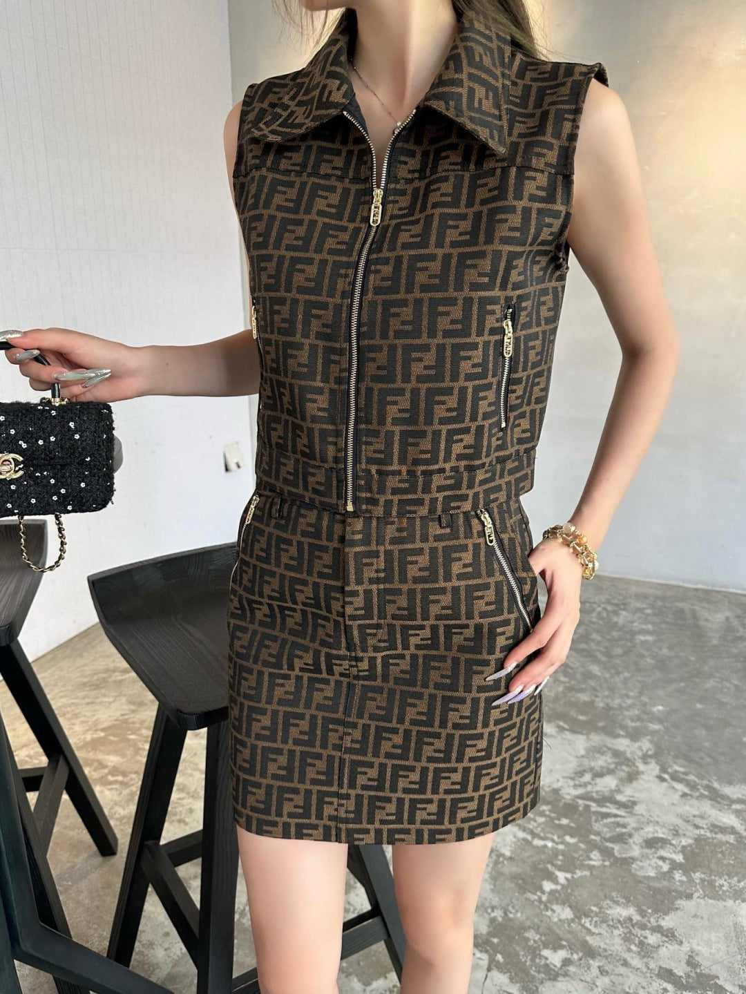 Fend 25ss jacquard vest