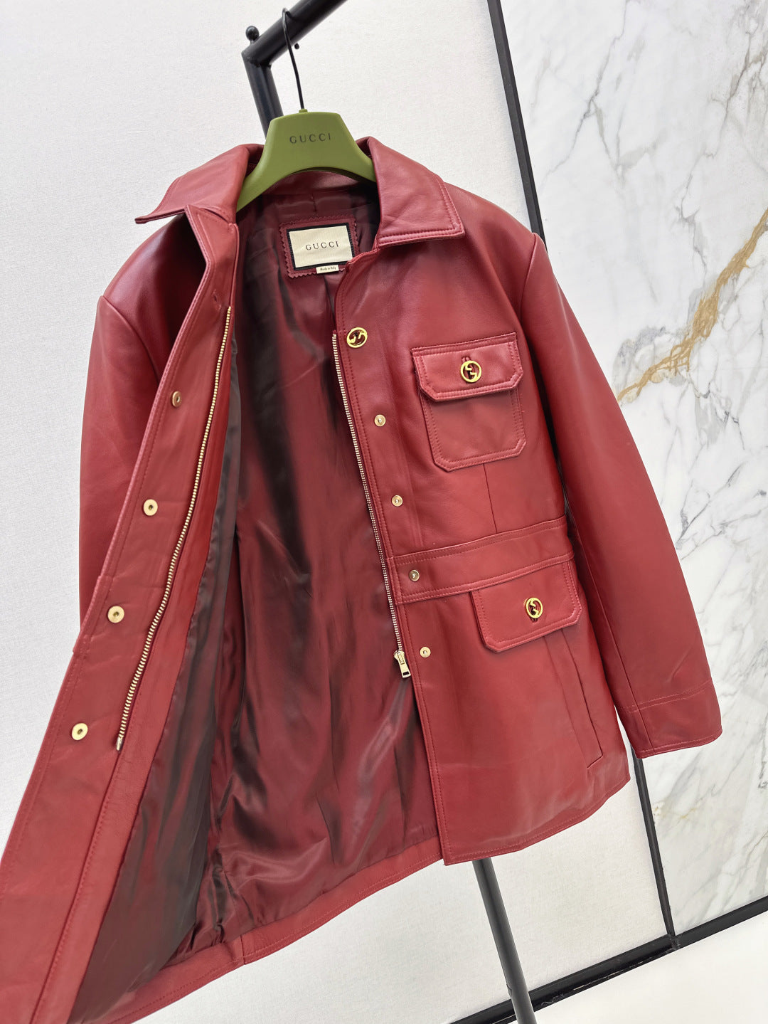 Guc 25fw leather jacket