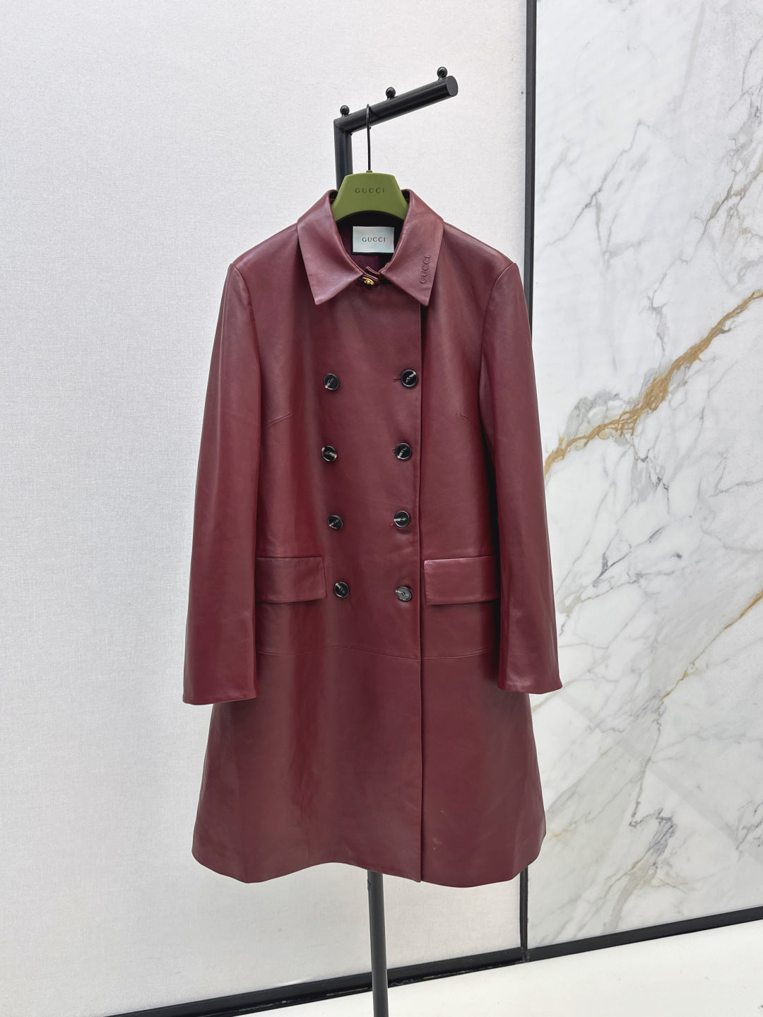 Guc 25fw leather trench coat