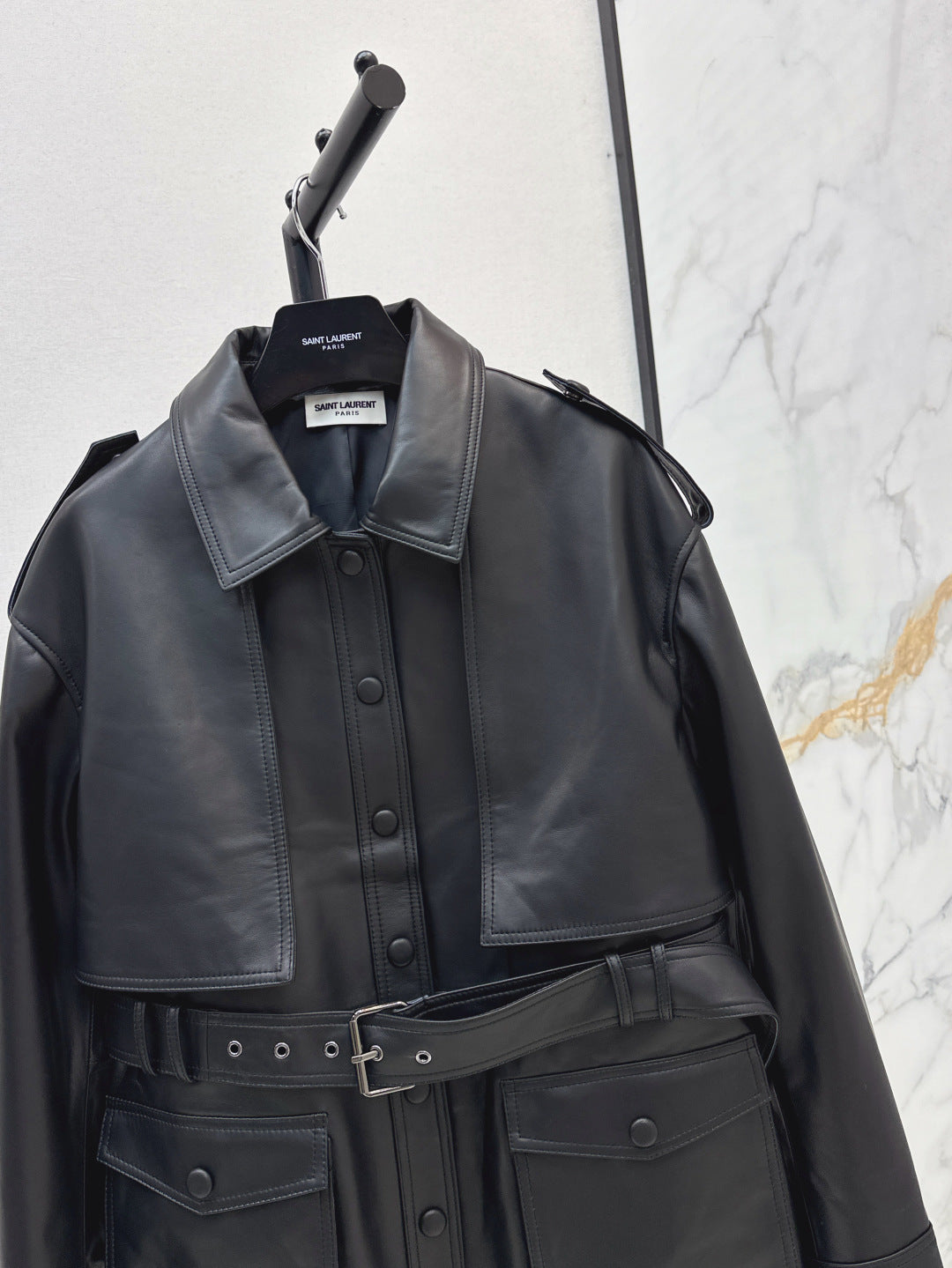 Saint lau 25fw leather coat