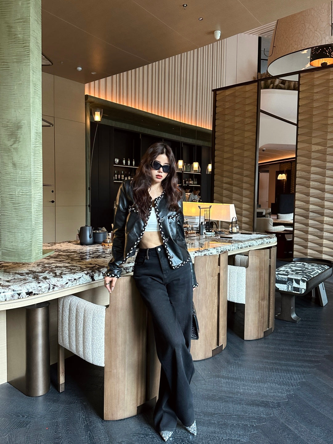 Chan 25fw leather jacket