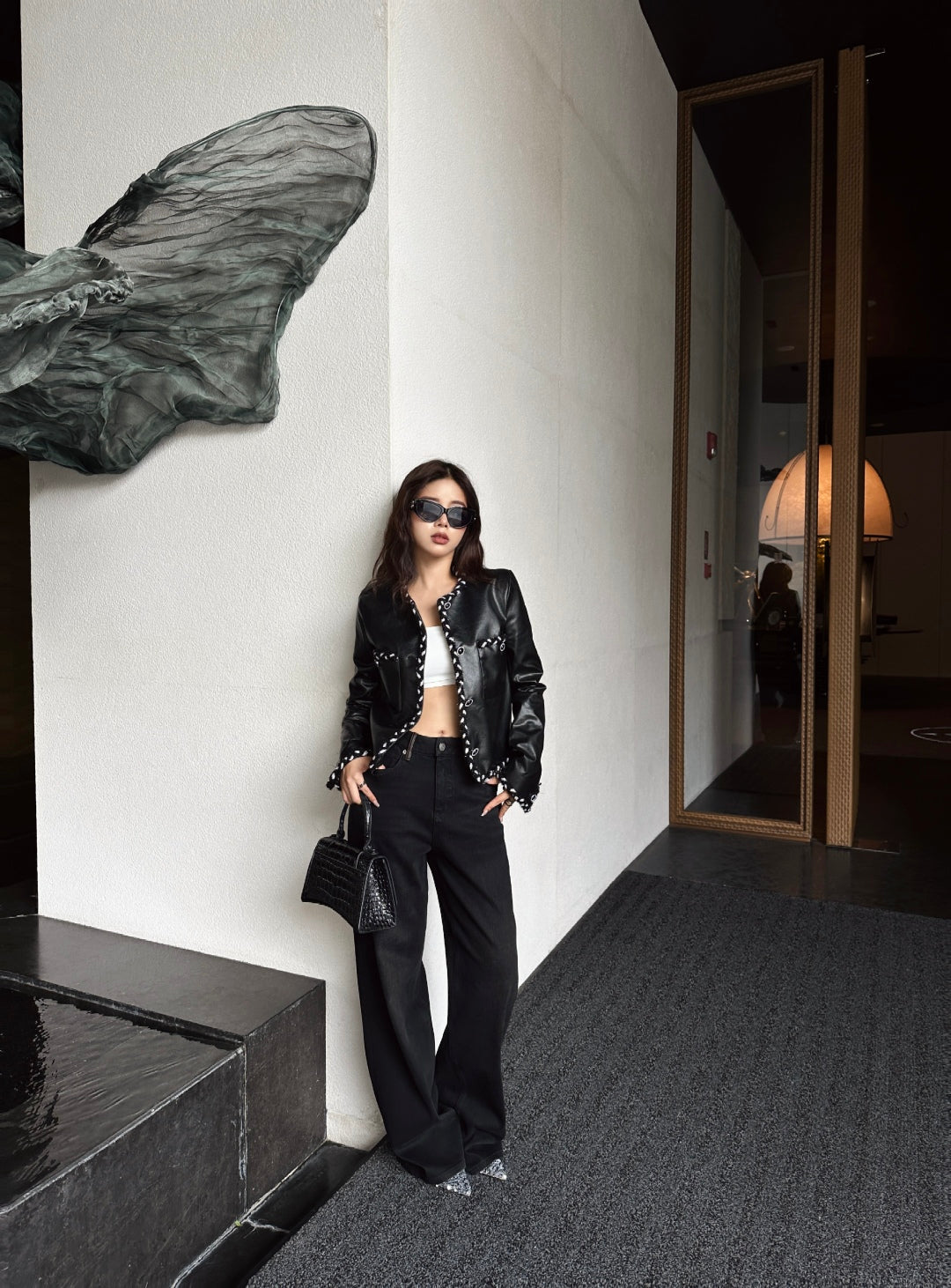 Chan 25fw leather jacket