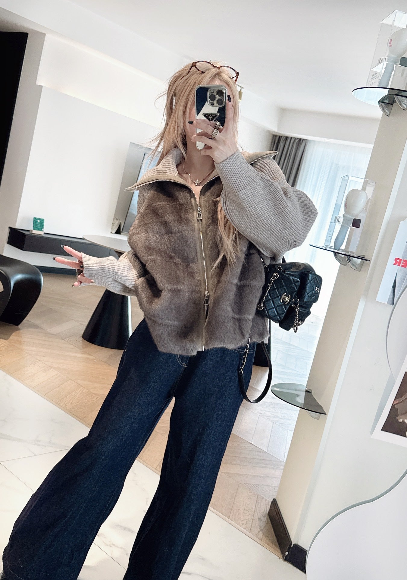 Loro 25fw knitted down jacket