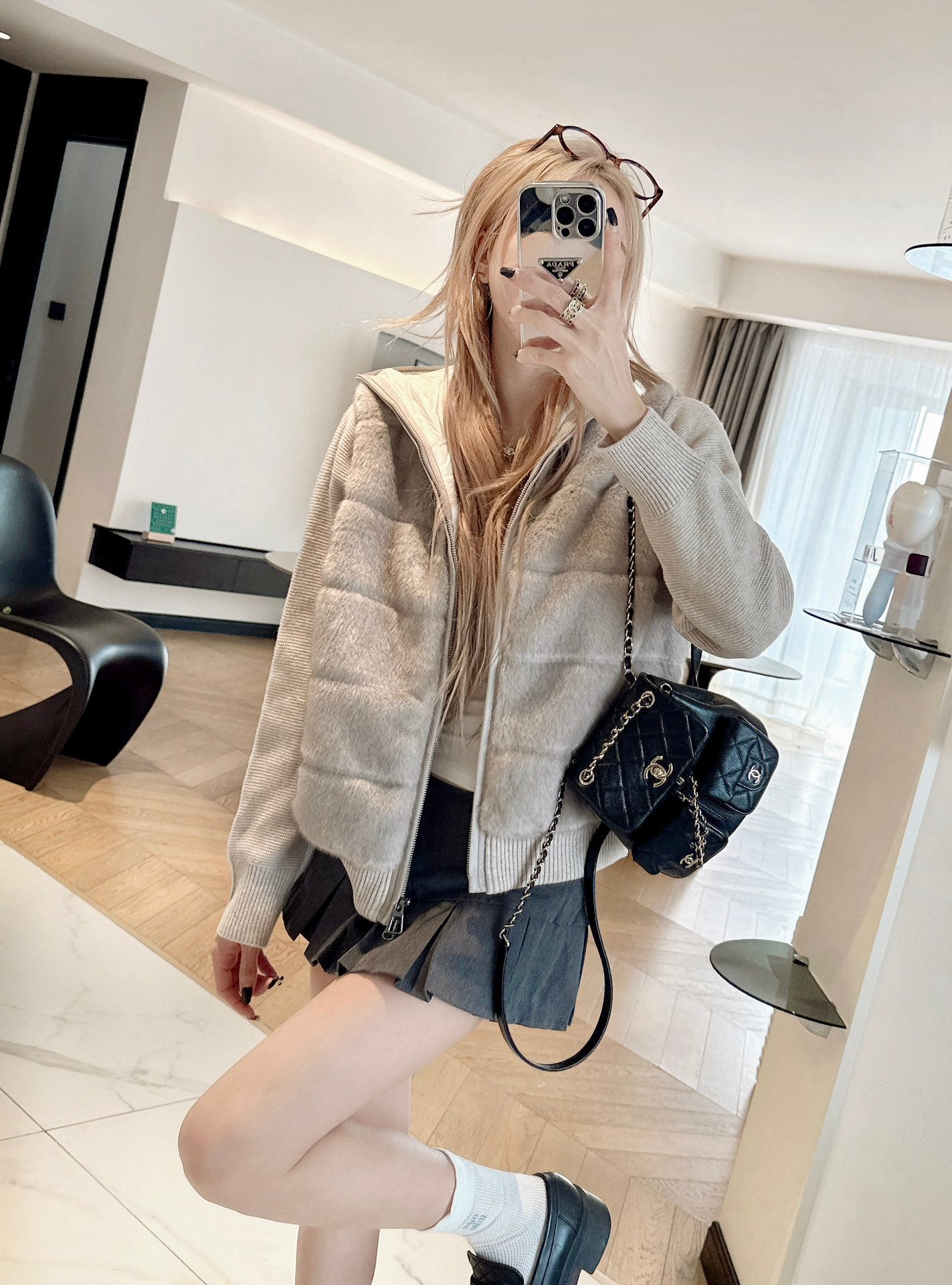 Loro 25fw knitted down jacket
