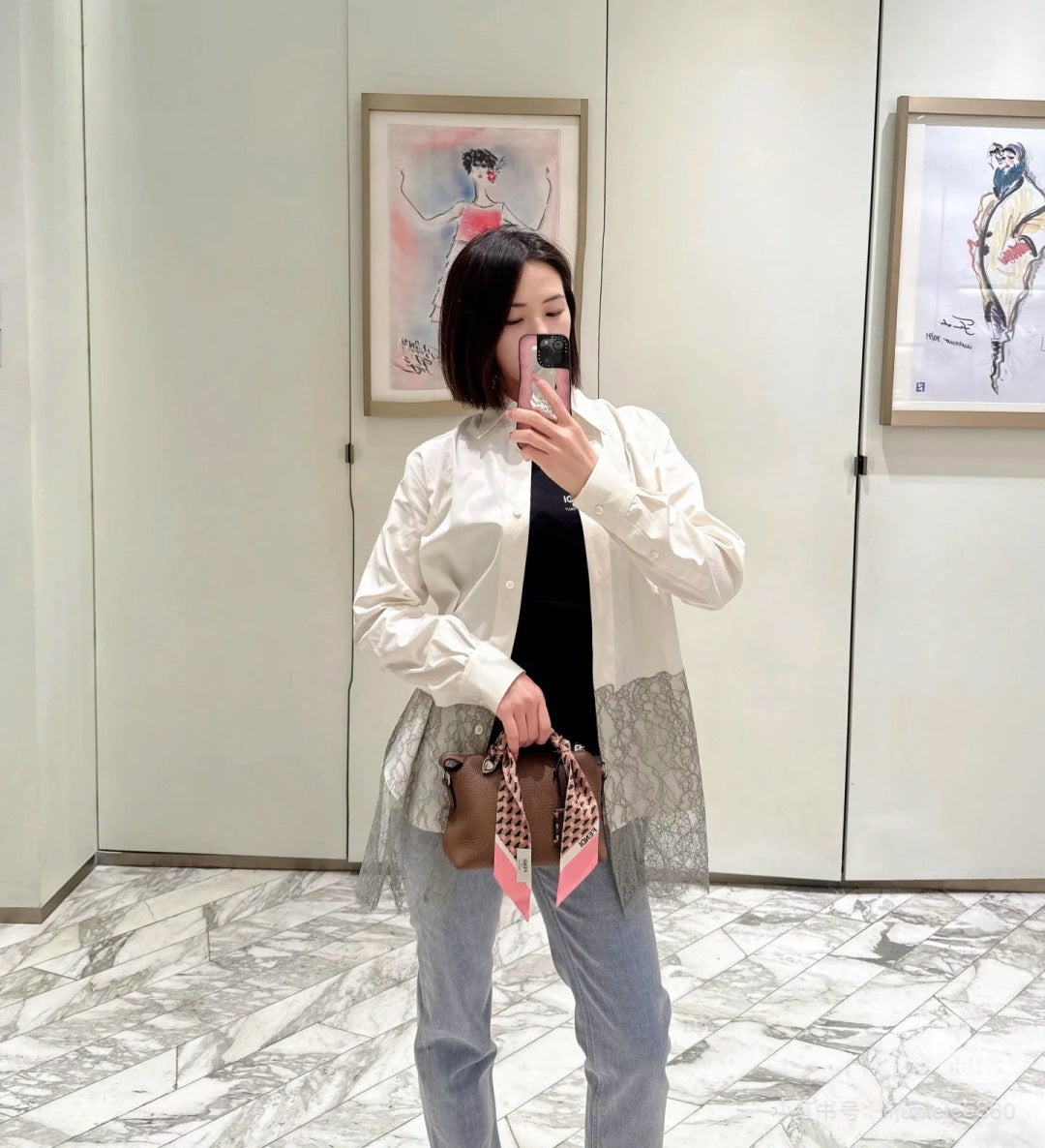 Fend 25fw lace shirt