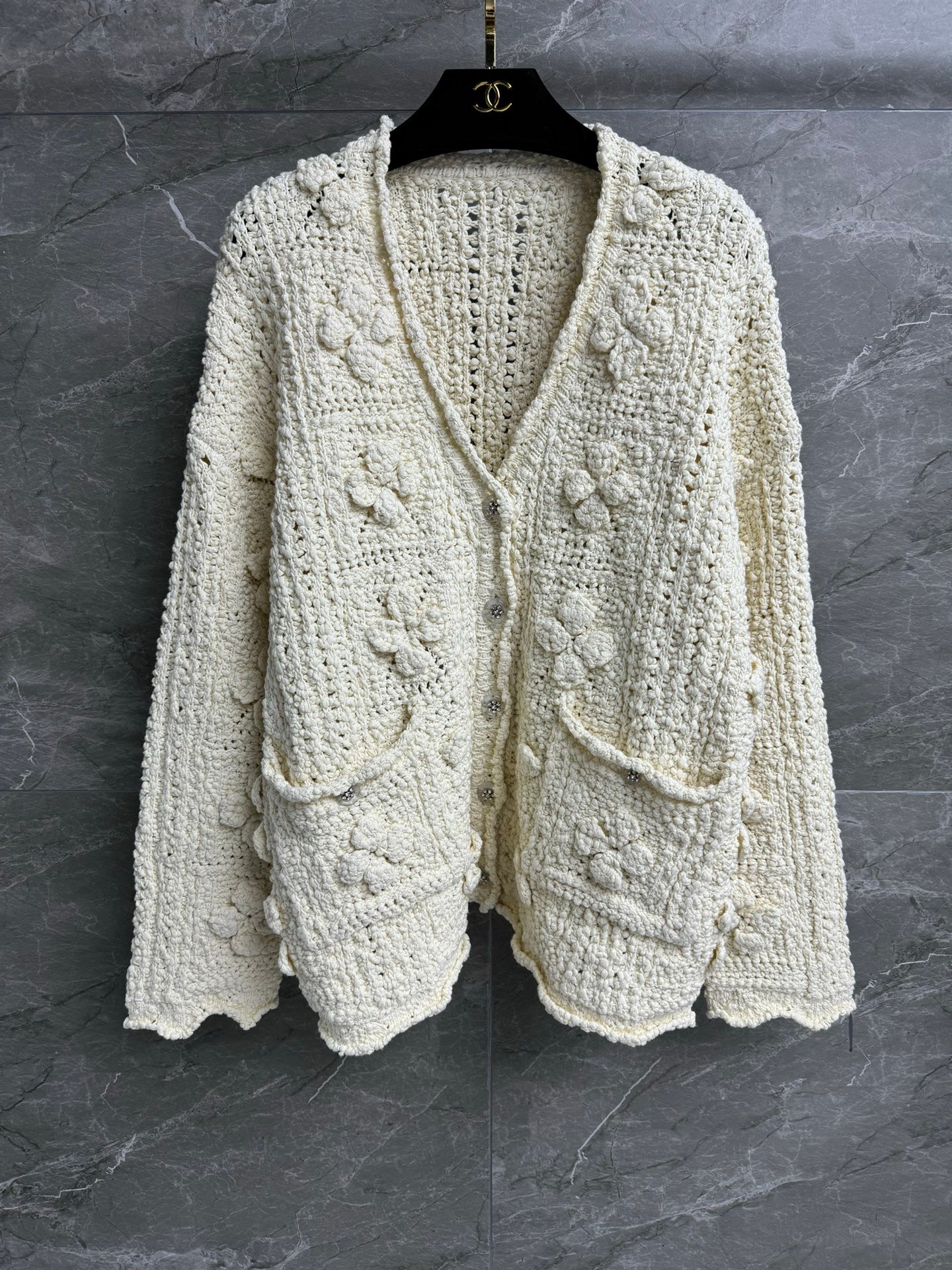 ch hollow woven cardigan