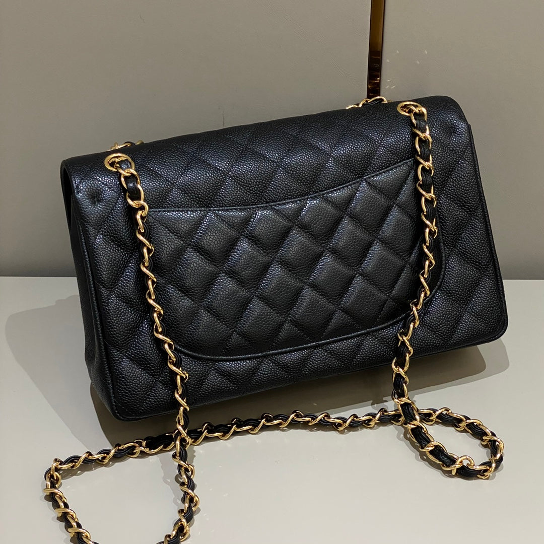 CH  LARGE CLASSIC HANDBAG 30 Grained Calfskin Black