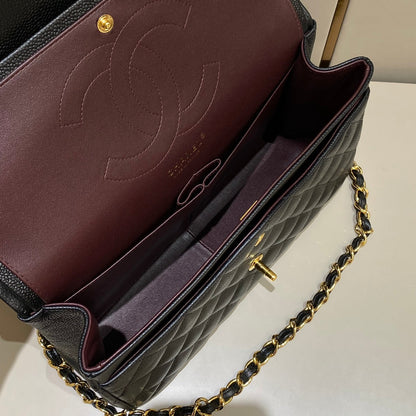 CH  LARGE CLASSIC HANDBAG 30 Grained Calfskin Black